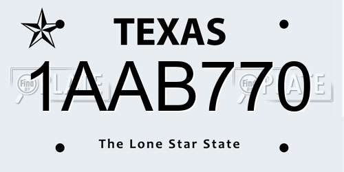 1AAB770 Texas License Plate