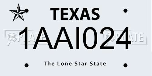 1AAI024 Texas License Plate