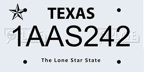 1AAS242 Texas License Plate