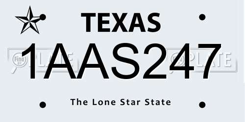 1AAS247 Texas License Plate