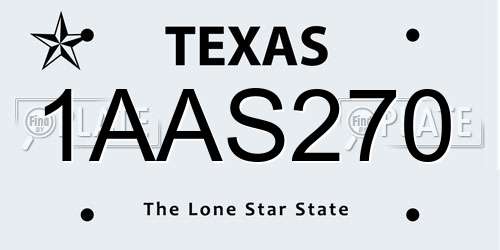 1AAS270 Texas License Plate