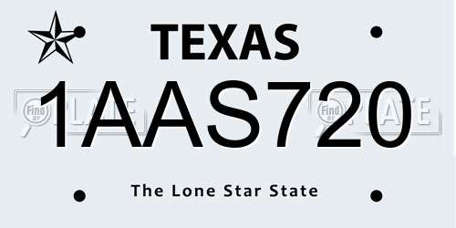 1AAS720 Texas License Plate