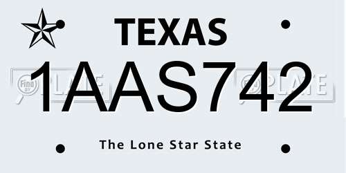 1AAS742 Texas License Plate