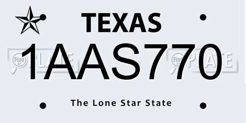 1AAS770 Texas License Plate