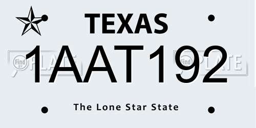 1AAT192 Texas License Plate