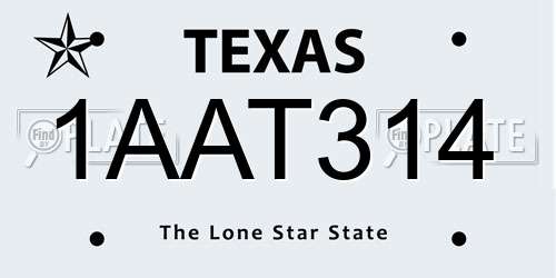1AAT314 Texas License Plate