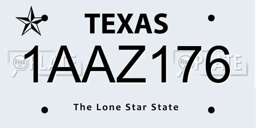 1AAZ176 Texas License Plate