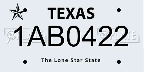 1AB0422 Texas License Plate