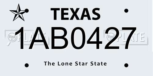 1AB0427 Texas License Plate