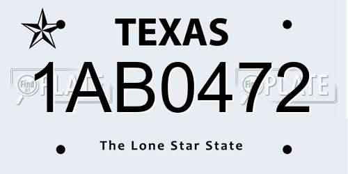 1AB0472 Texas License Plate