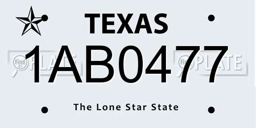 1AB0477 Texas License Plate