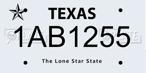 1AB1255 Texas License Plate