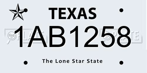 1AB1258 Texas License Plate