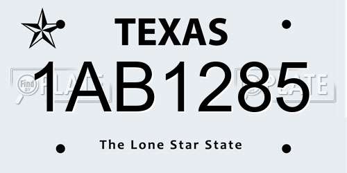1AB1285 Texas License Plate