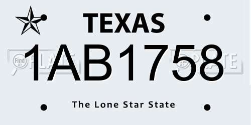 1AB1758 Texas License Plate