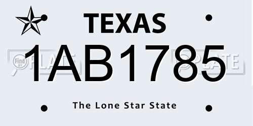 1AB1785 Texas License Plate