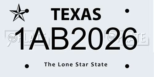 1AB2026 Texas License Plate