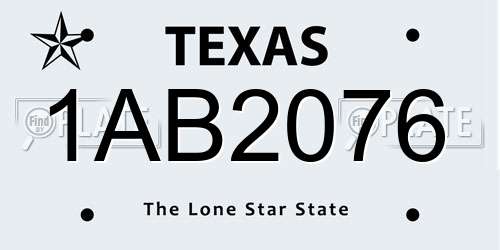 1AB2076 Texas License Plate