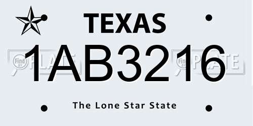1AB3216 Texas License Plate