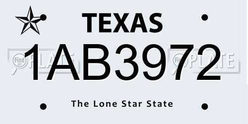 1AB3972 Texas License Plate