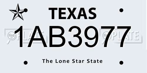 1AB3977 Texas License Plate