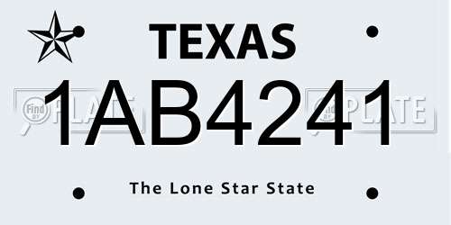 1AB4241 Texas License Plate