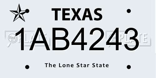 1AB4243 Texas License Plate