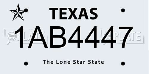 1AB4447 Texas License Plate