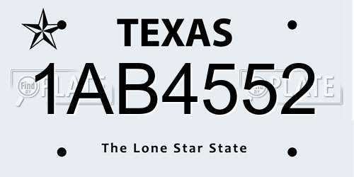 1AB4552 Texas License Plate