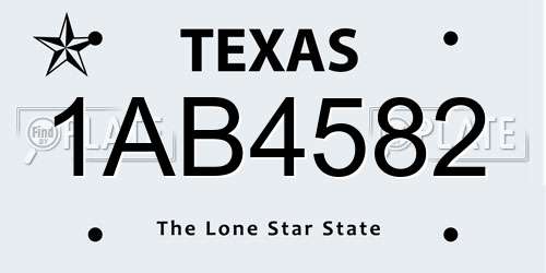 1AB4582 Texas License Plate