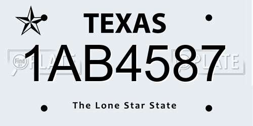 1AB4587 Texas License Plate