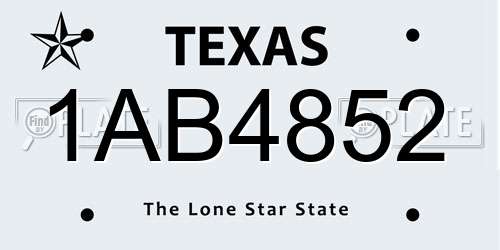 1AB4852 Texas License Plate