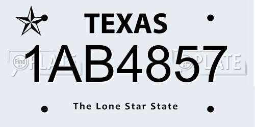 1AB4857 Texas License Plate