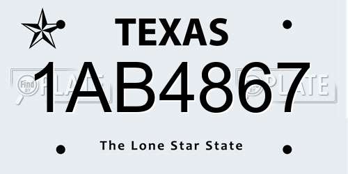 1AB4867 Texas License Plate
