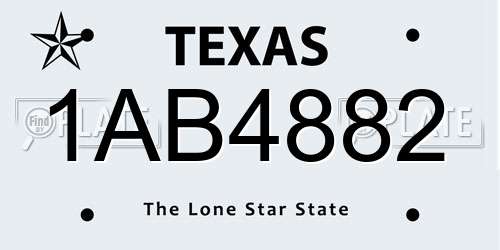 1AB4882 Texas License Plate