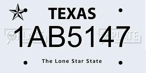 1AB5147 Texas License Plate