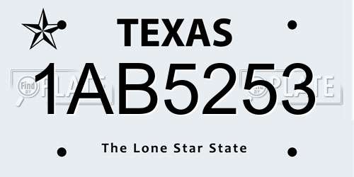 1AB5253 Texas License Plate