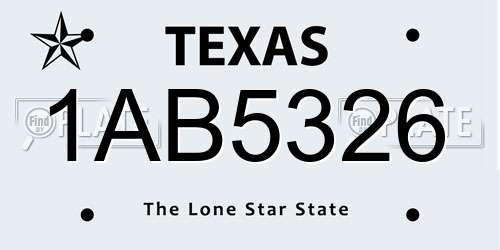 1AB5326 Texas License Plate