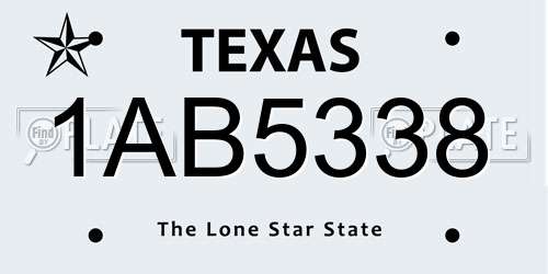 1AB5338 Texas License Plate
