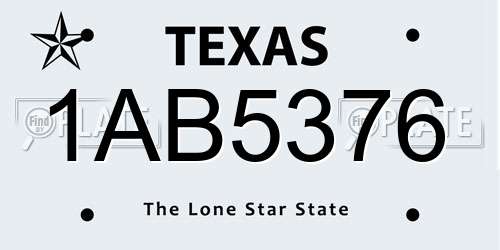 1AB5376 Texas License Plate