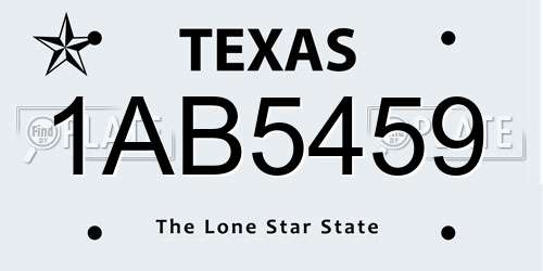 1AB5459 Texas License Plate