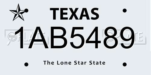 1AB5489 Texas License Plate