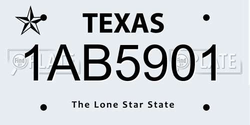 1AB5901 Texas License Plate