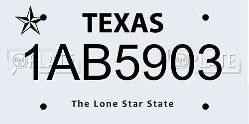 1AB5903 Texas License Plate