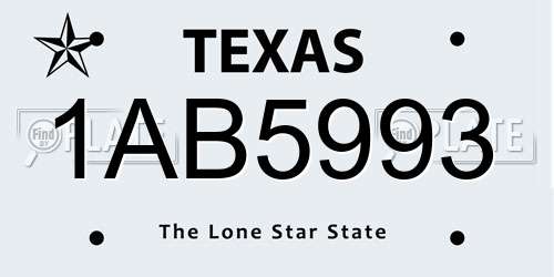 1AB5993 Texas License Plate