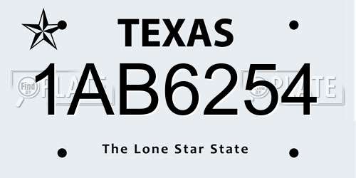 1AB6254 Texas License Plate