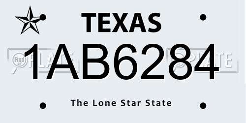 1AB6284 Texas License Plate