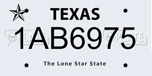 1AB6975 Texas License Plate