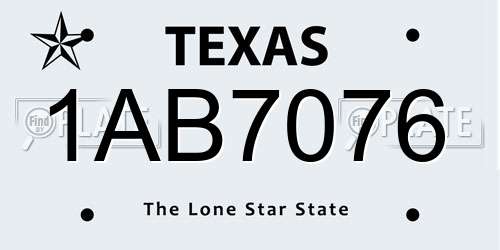 1AB7076 Texas License Plate