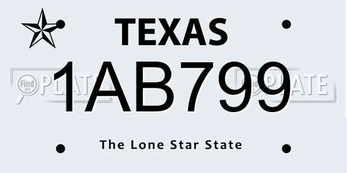 1AB799 Texas License Plate